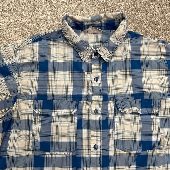 Columbia Omni Wick Shirt Mens Large Blue Plaid Short Sleeve Fishing Outdoor Top - Picture 4 of 10